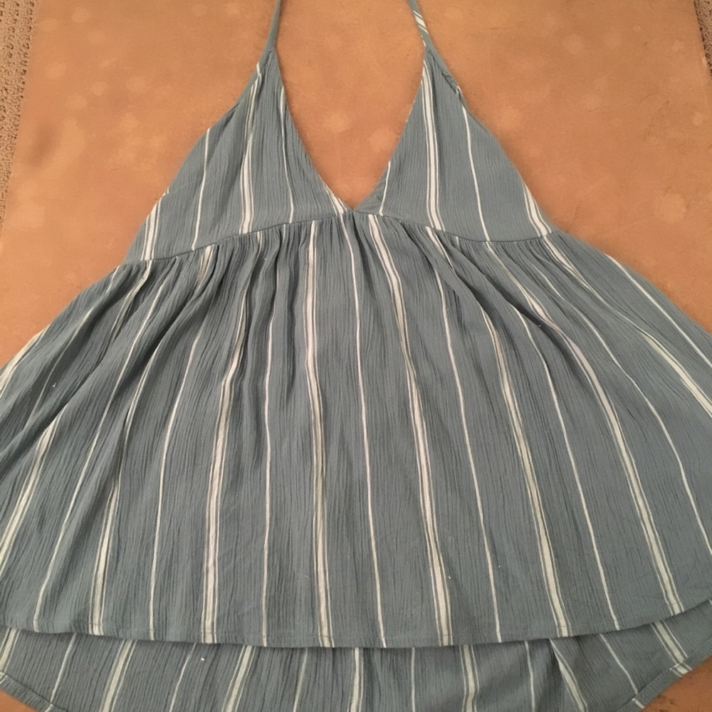 blue and white halter tank